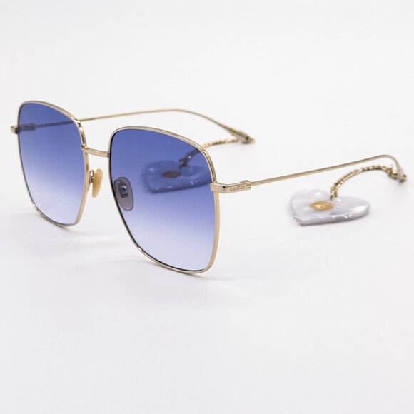NEW GUCCI SUNGLASSES GG1031S 004 GOLD/BLUE WOMEN EYEWEAR GUCCI PLUS EARRINGS main image 13
